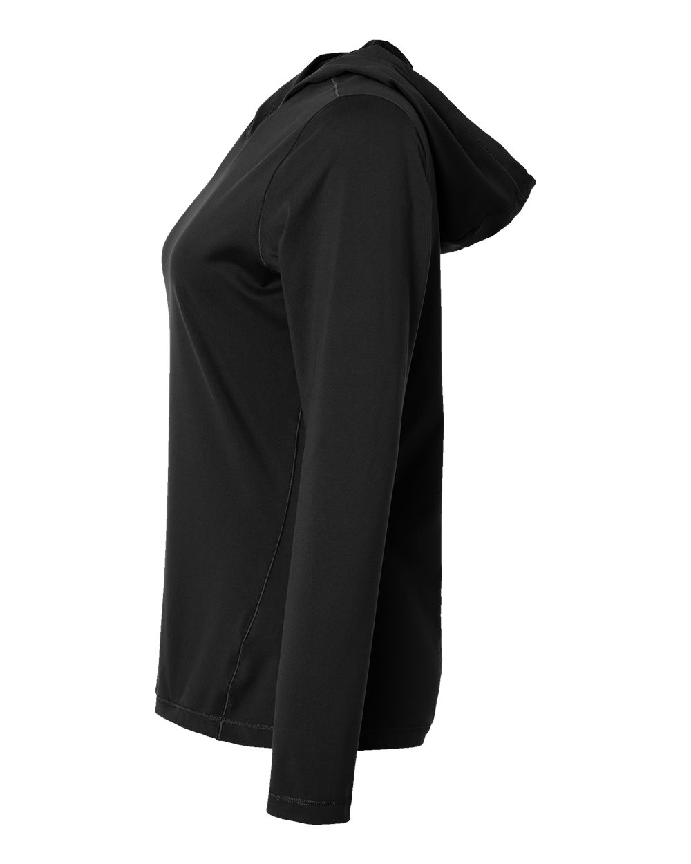 Left View of Black Women's Performance Hooded Pullover - A1003