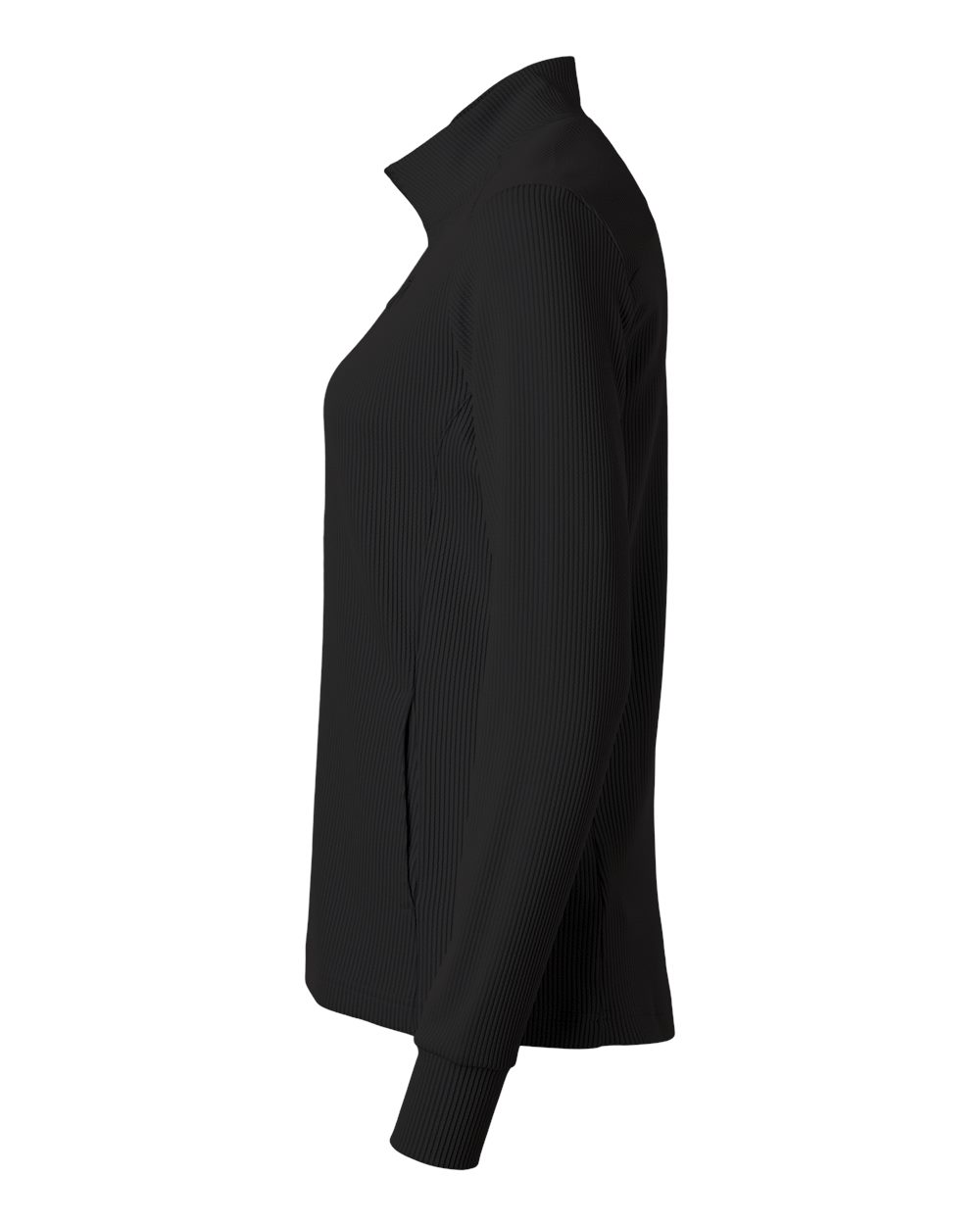 Left View of Black Women's Performance Textured Full-Zip Jacket - A1015 plain