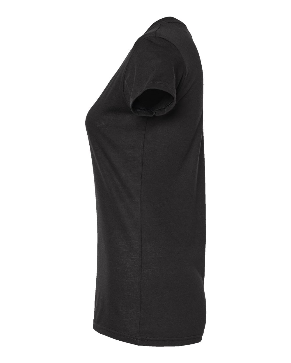Left View of Black Women&#39;s Poly-Rich V-Neck T-Shirt - 244