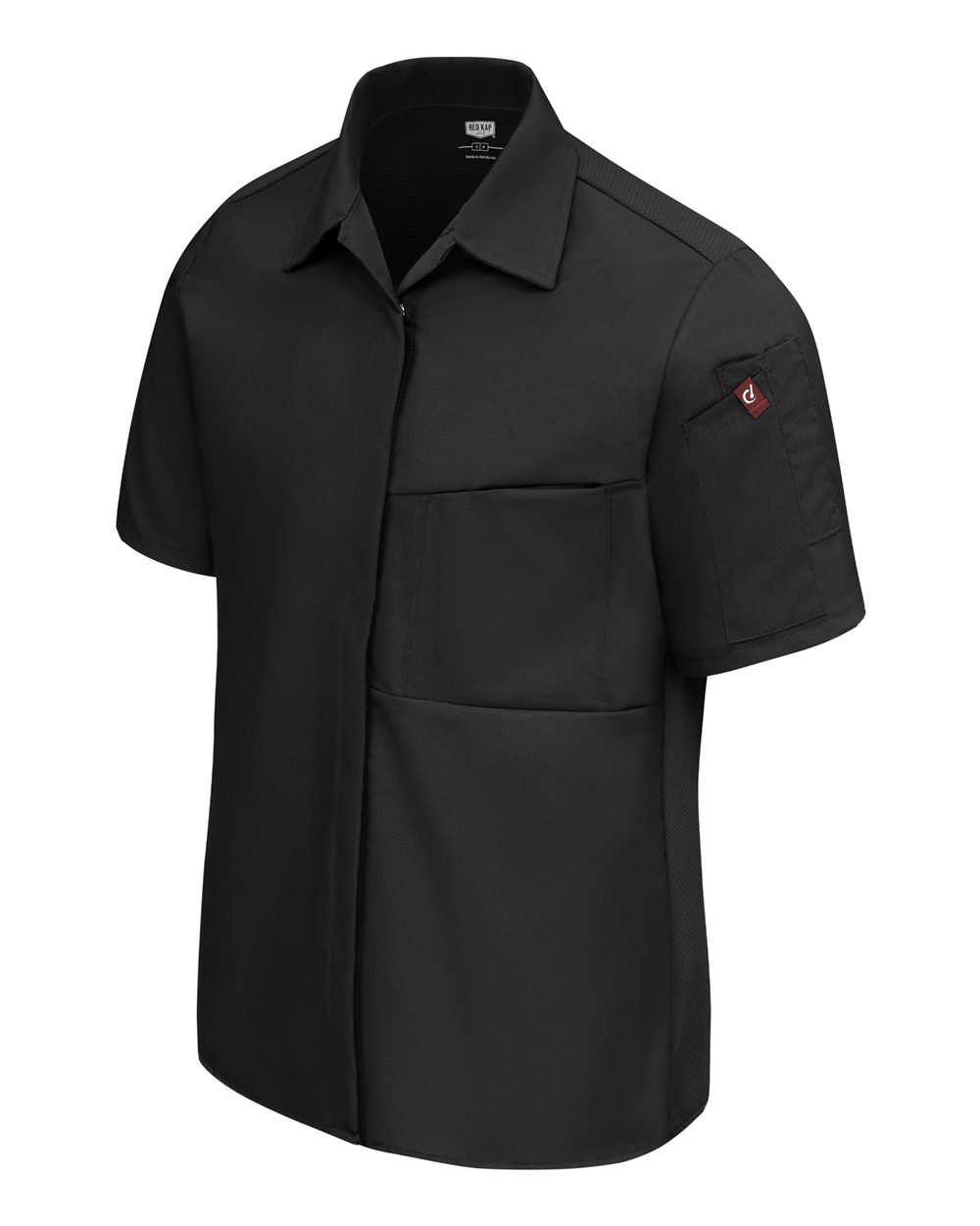 Left View of Black Women&#39;s Poplin Airflow Cook Shirt with OilBlok - 501W