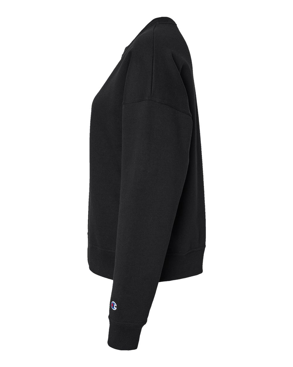 Left View of Black Women's Powerblend® Crewneck Sweatshirt - SL650 plain