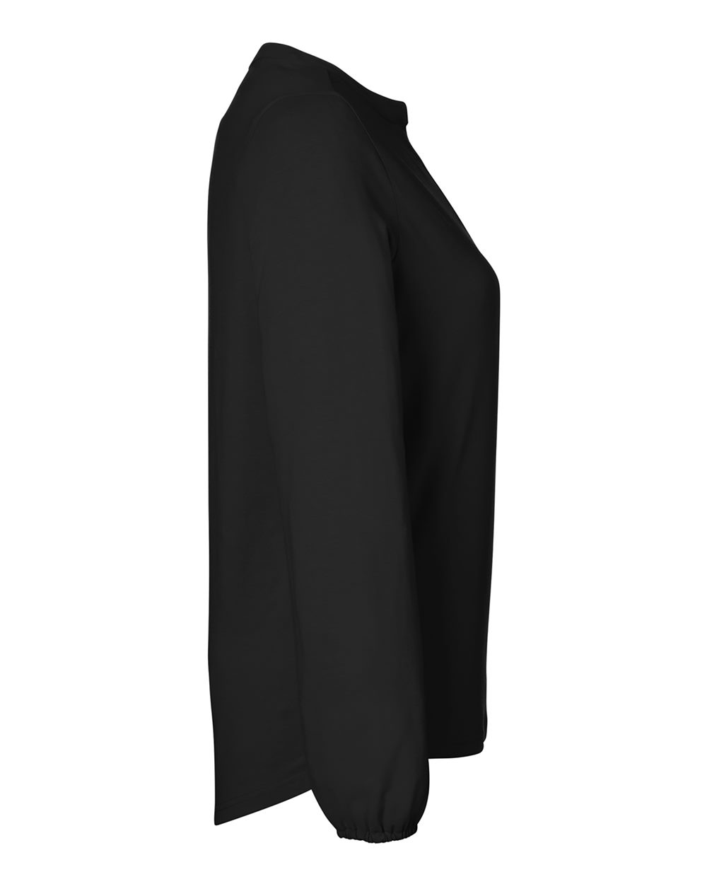 Rear View of Black Women's Raleigh Half-Placket Knit Top - DP122W
