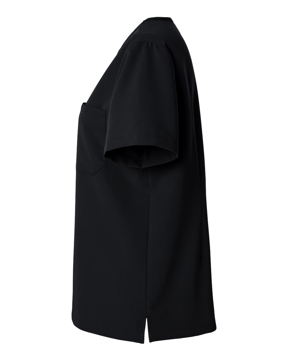 Left View of Black Women&#39;s Rhena Essential 1-Pocket Scrub V-Neck Top - W10001