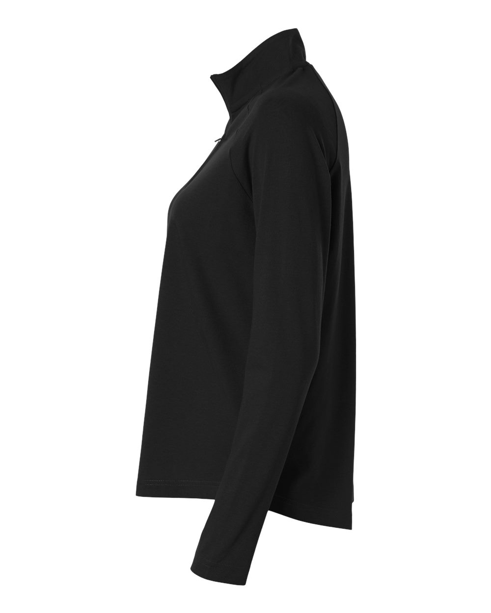 Left View of Black Women's Seaton Pebble Textured Quarter-Zip Pullover - DG402W plain