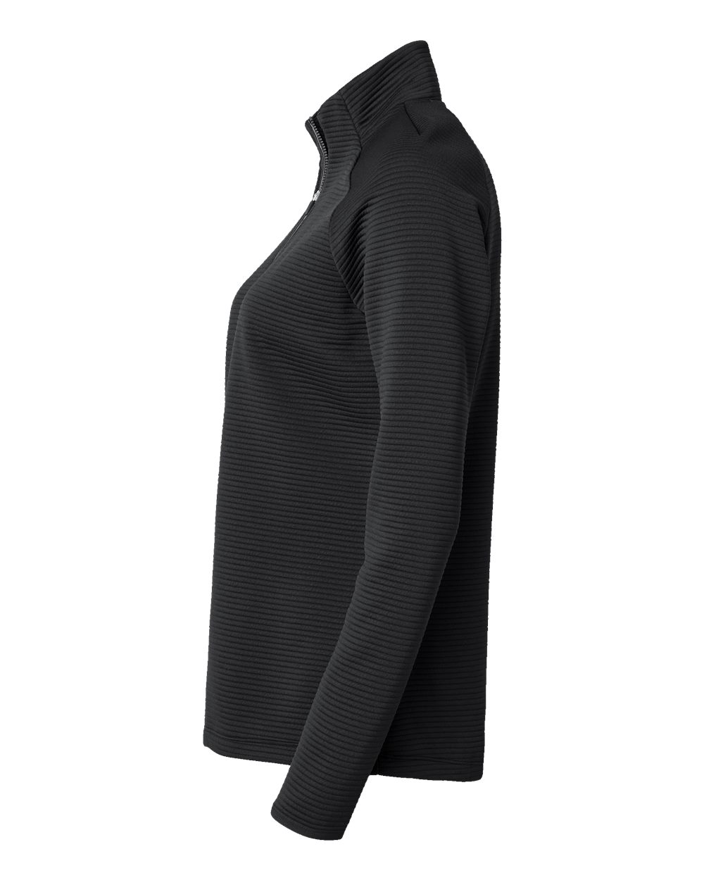 Left View of Black Women&#39;s Spacer Quarter-Zip Pullover - A589