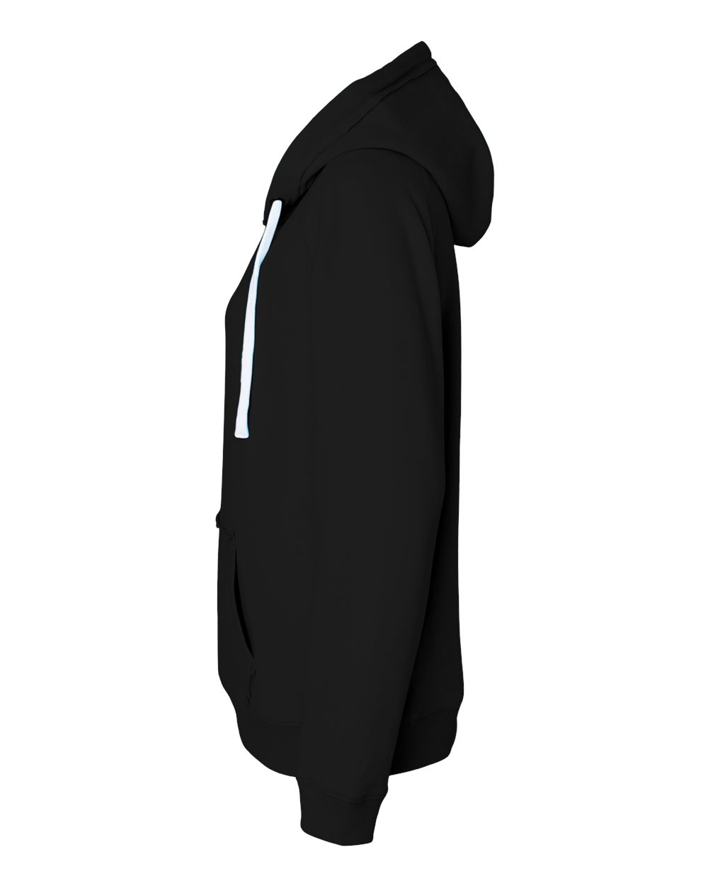 Left View of Black Women&#39;s Sueded V-Neck Hooded Sweatshirt - 8836