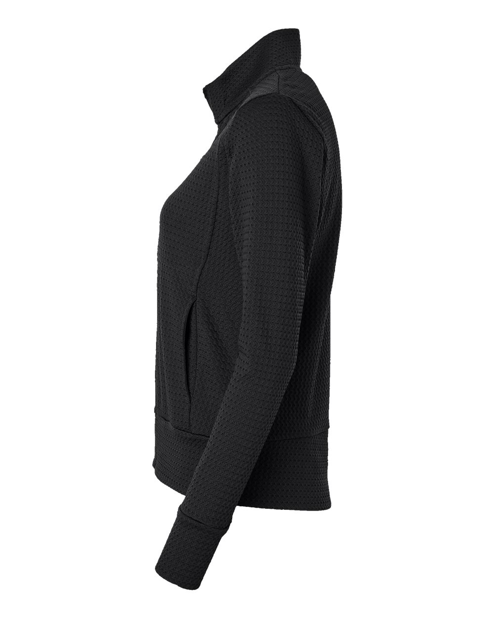 Left View of Black Women&#39;s Ultimate Textured Full-Zip Jacket - A1007