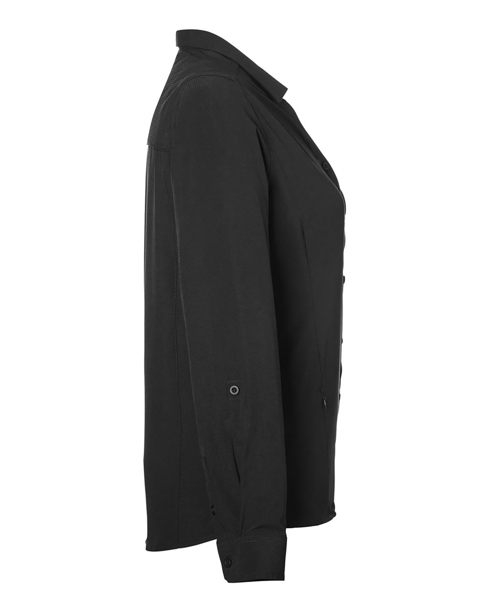 Left View of Black Women's Ultra UVP® Long Sleeve Marina Shirt - CE510LW