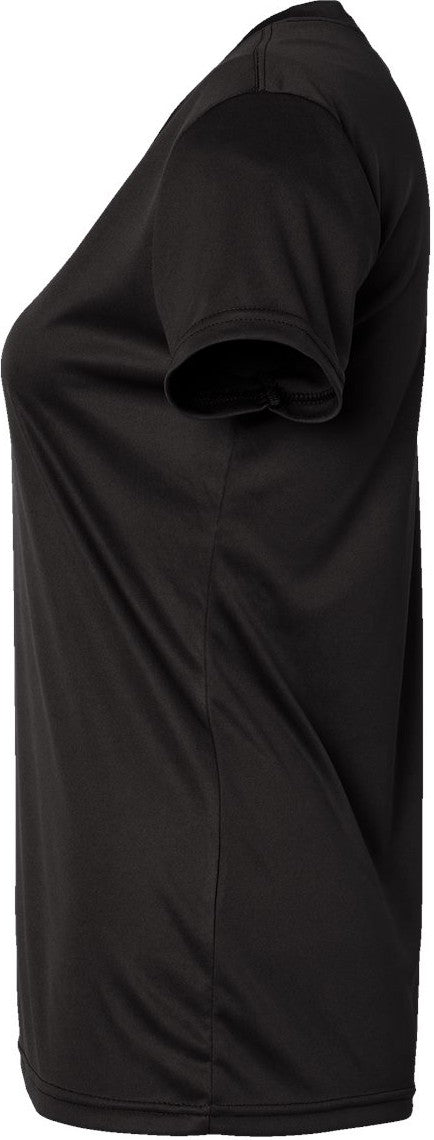 Left View of Black Women's Vera V-Neck T-Shirt - 203