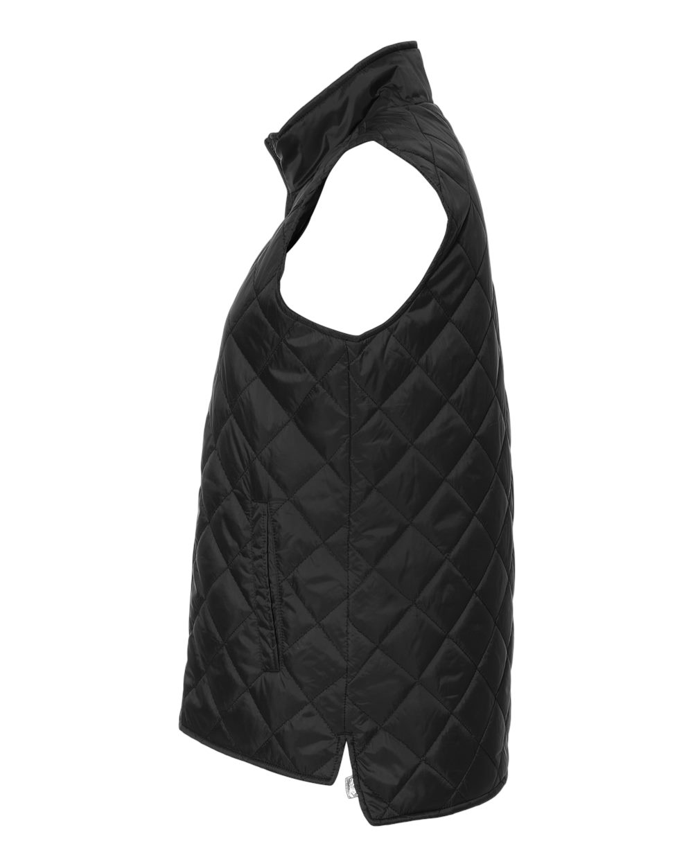 Left View of Black Women's Vintage Diamond Quilted Vest - W207359