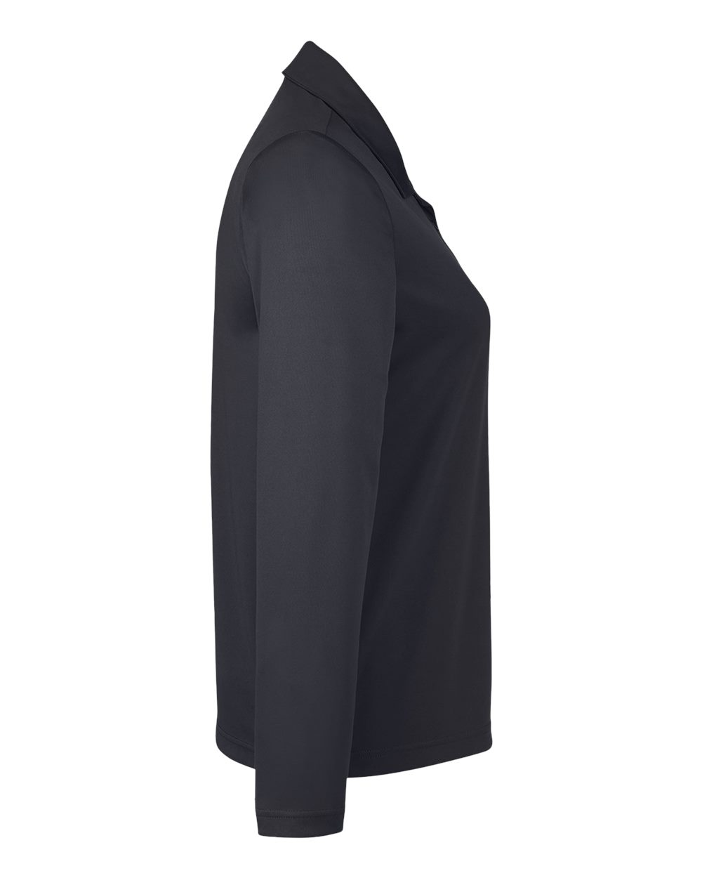 Left View of Black Women&#39;s Zone Performance Long Sleeve Polo - TT51LW