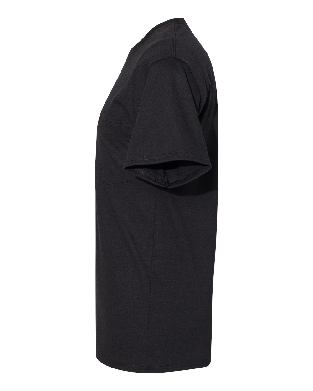 Left View of Black Workwear Pocket T-Shirt - W110