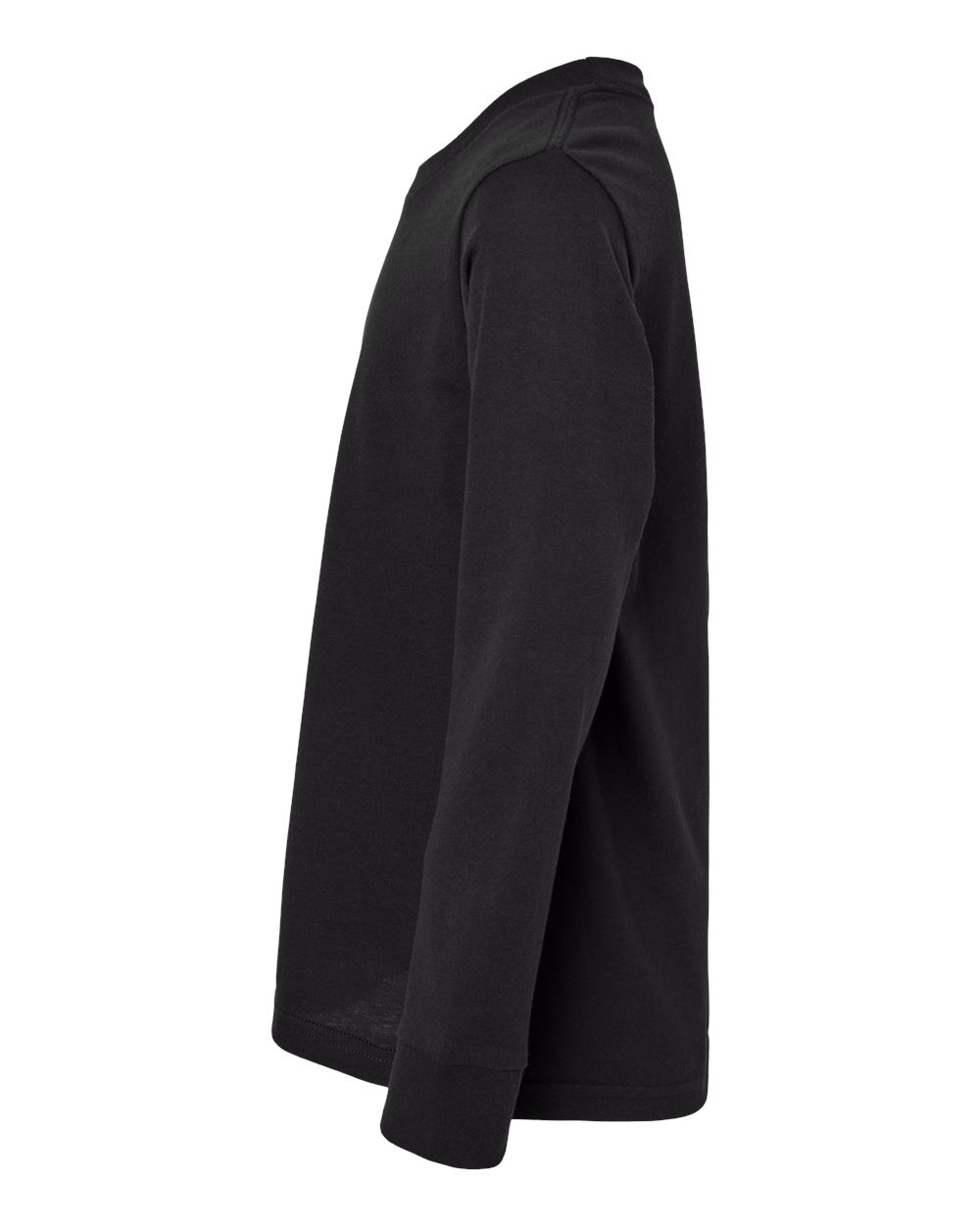 Left View of Black Youth Cotton Long Sleeve T-Shirt - 3311