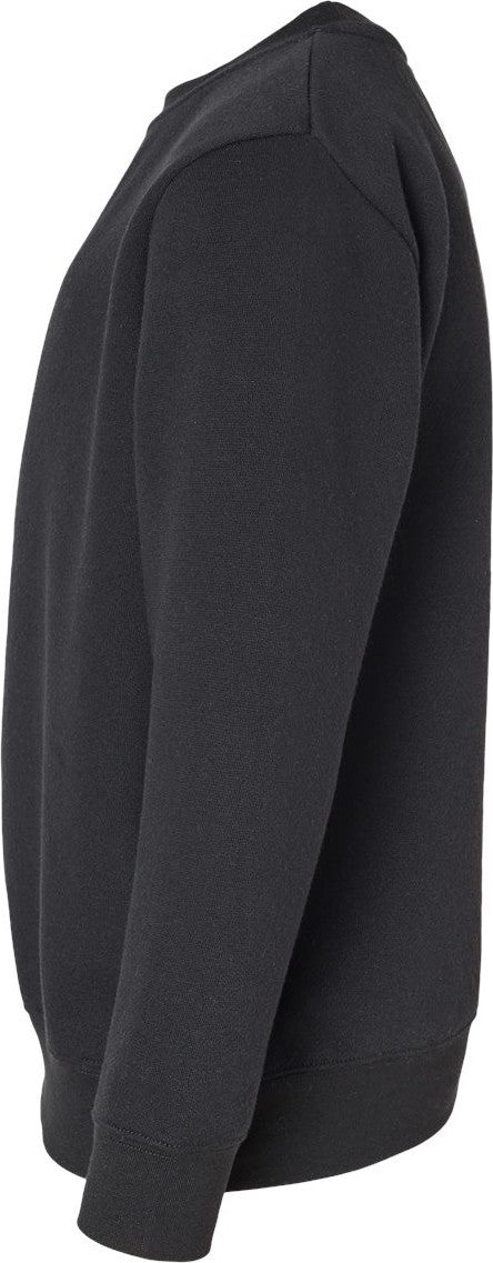 Left View of Black Youth Elevated Fleece Crewneck Sweatshirt - 2225