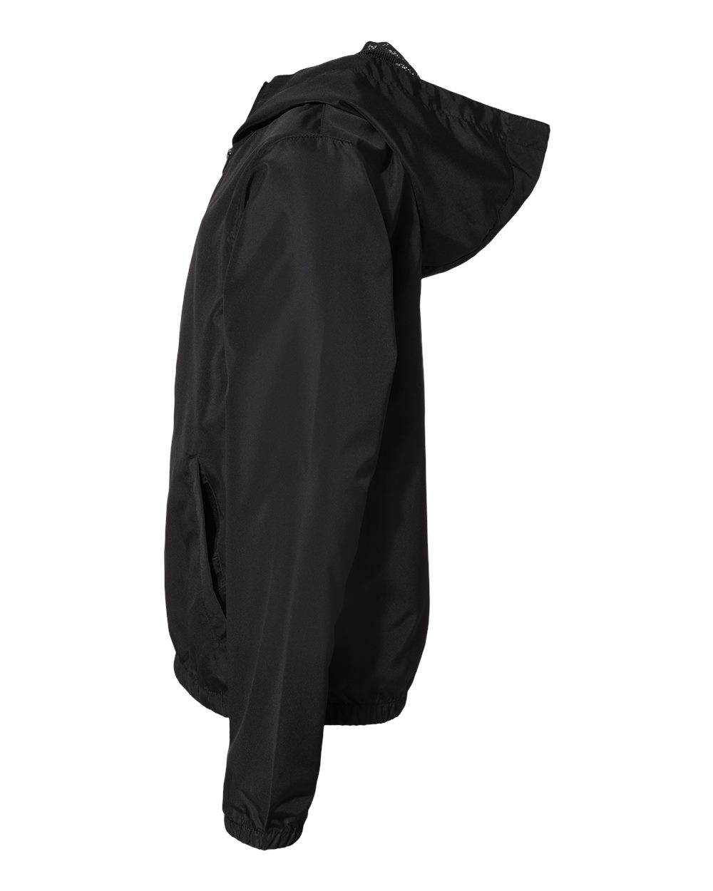 Left View of Black Youth Lightweight Windbreaker Full-Zip Jacket - EXP24YWZ