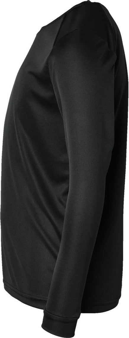 Left View of Black Youth Long Islander Performance Long Sleeve T-Shirt - 218Y