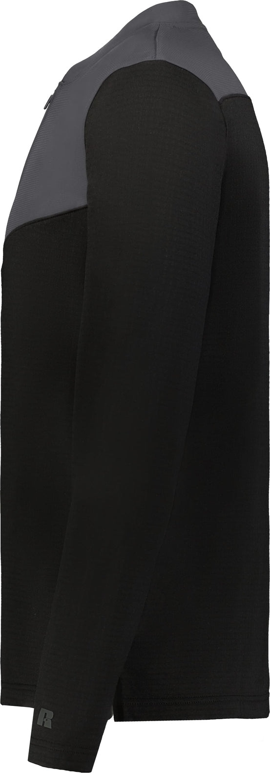 Left View of BLACK/STEALTH SIDELINE GRID 1/4 ZIP PULLOVER