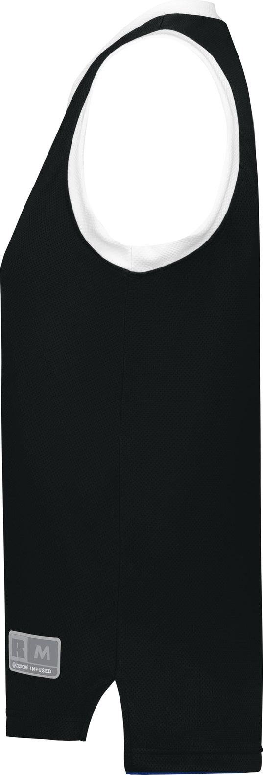 Left View of BLACK/WHITE LDS COOLCORE ELITE JERSEY