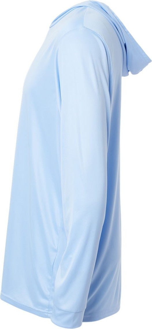 Left View of Blue Mist Bahama Performance Hooded Long Sleeve T-Shirt - 220