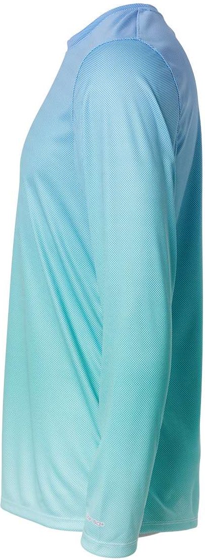 Left View of Blue Mist/ Light Teal Barbados Performance Pin Dot Long Sleeve T-Shirt - 225