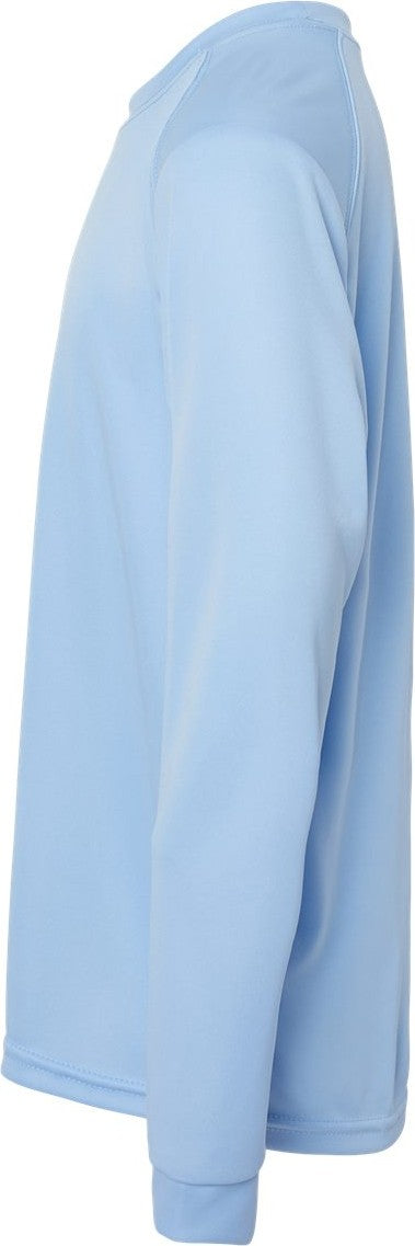 Left View of Blue Mist Youth Long Islander Performance Long Sleeve T-Shirt - 218Y