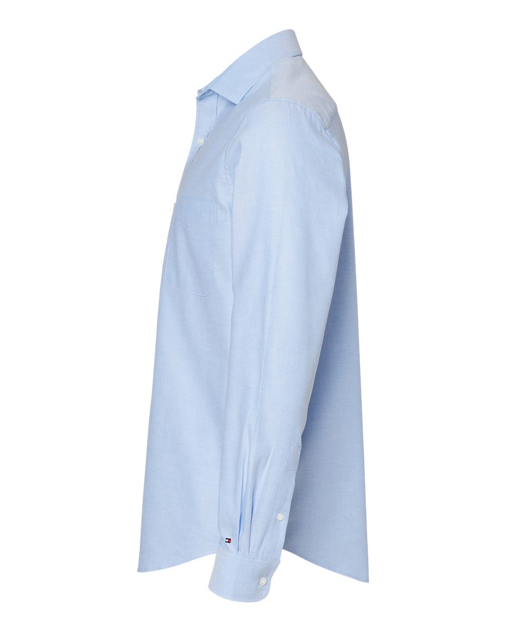 Left View of Blue New England Cotton Oxford Shirt - 13TH106