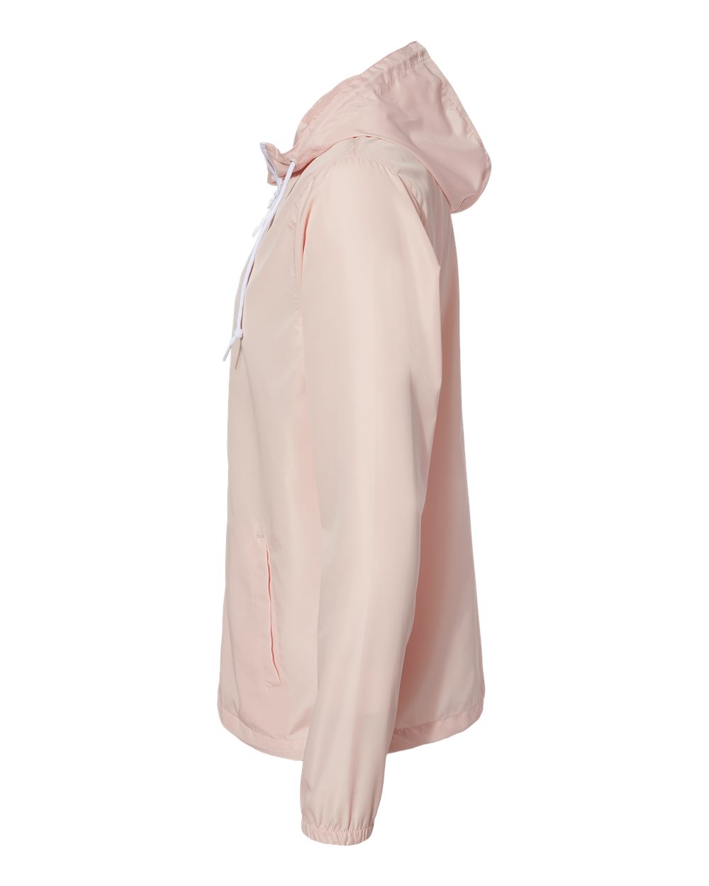 Left View of Blush/ White Zipper Lightweight Windbreaker Full-Zip Jacket - EXP54LWZ