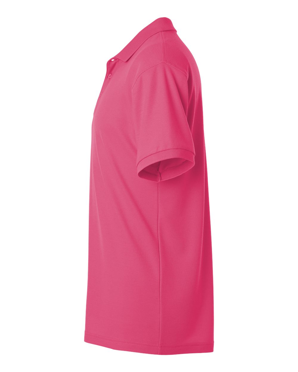 Left View of Bright Pink Pique Polo - 62800