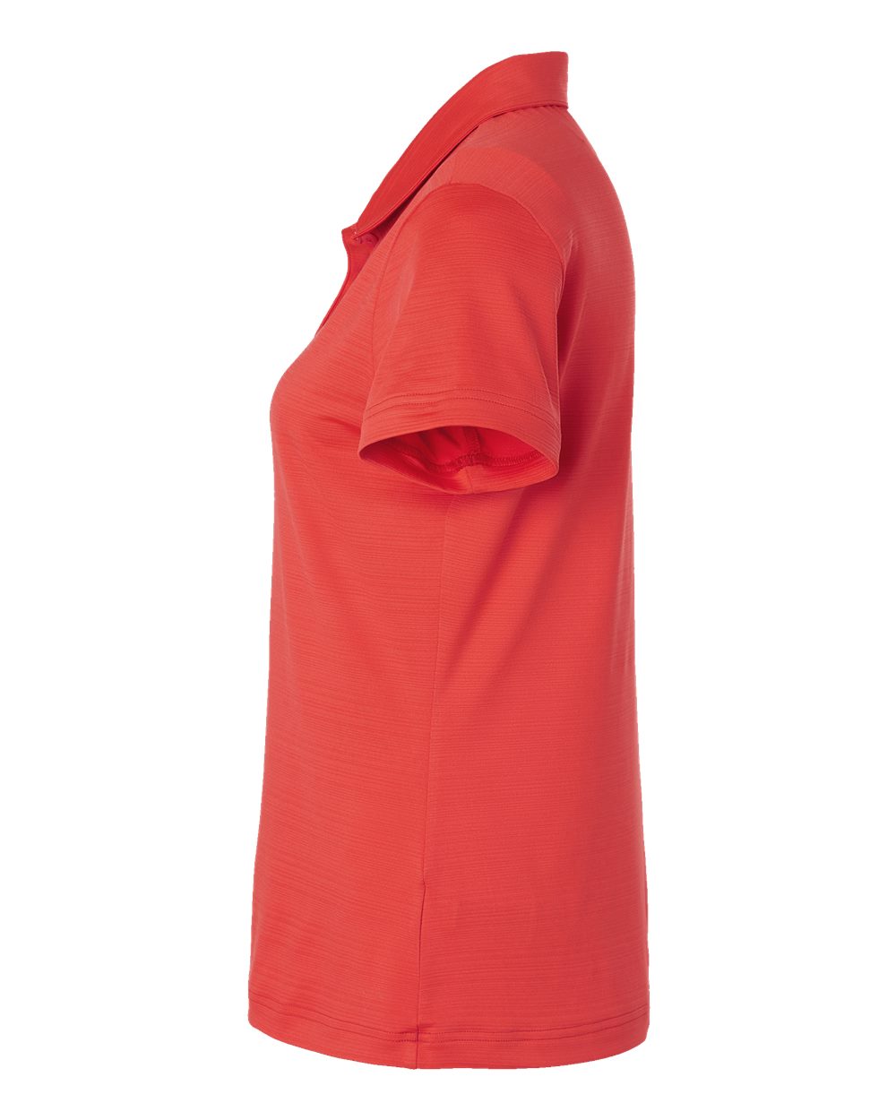 Left View of Bright Red Women&#39;s Textured Stripe Polo - A707