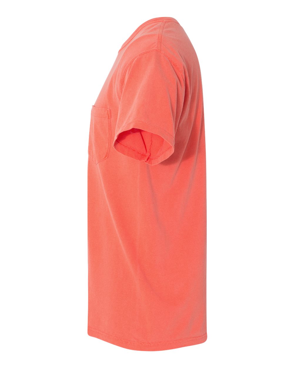 Left View of Bright Salmon Garment-Dyed Heavyweight Pocket T-Shirt - 6030