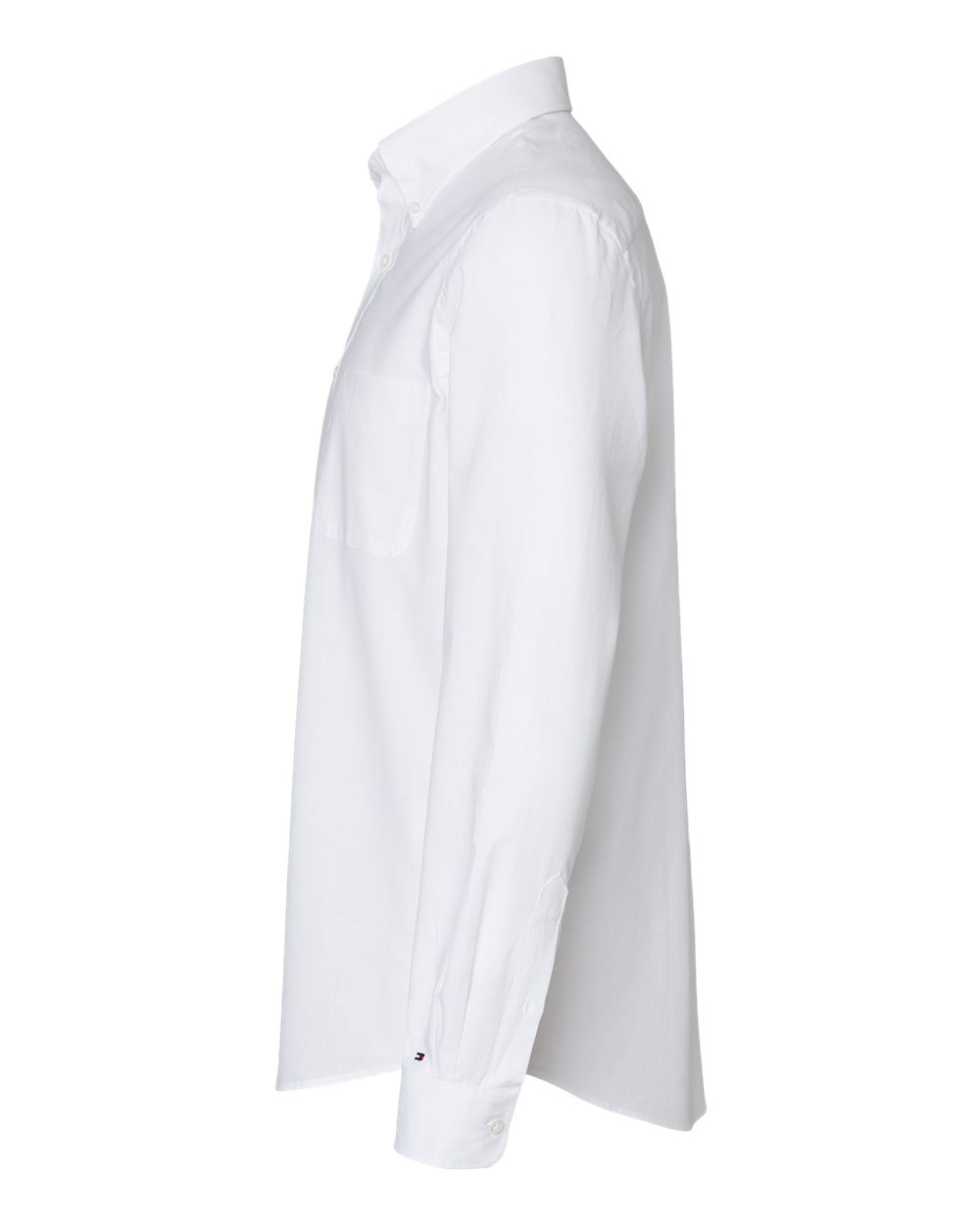 Left View of Bright White Cotton/Linen Shirt - 13TH107