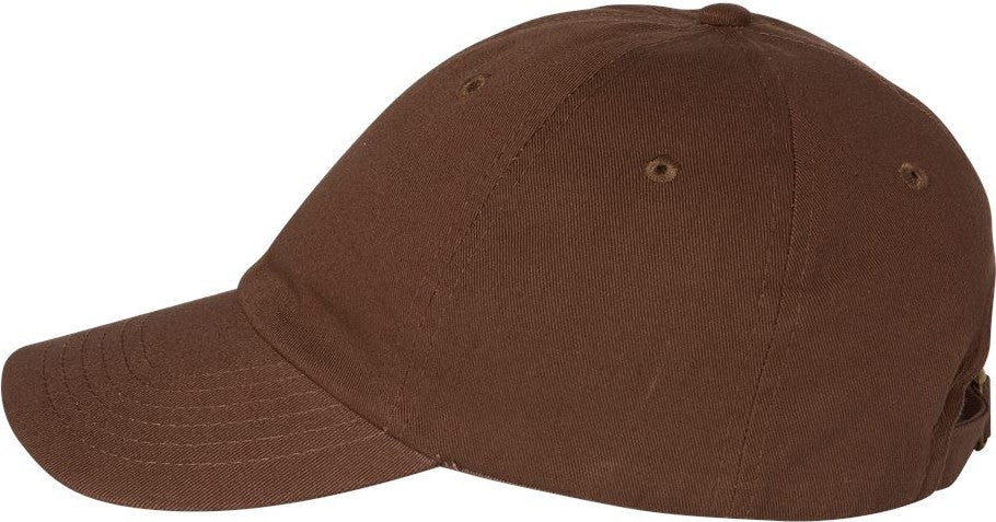 Left View of Brown Bio-Washed Classic Dad Hat - VC300A