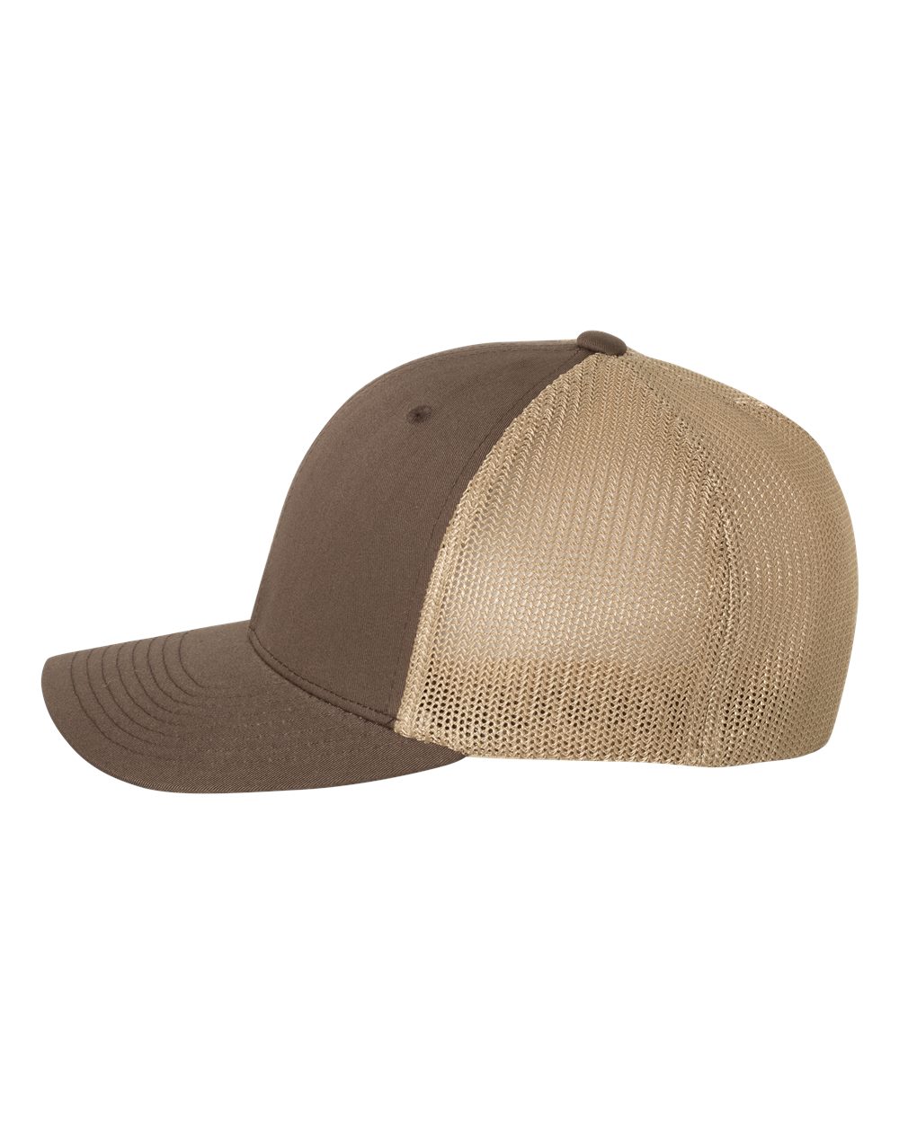 Left View of Brown/ Khaki Trucker Cap - 6511