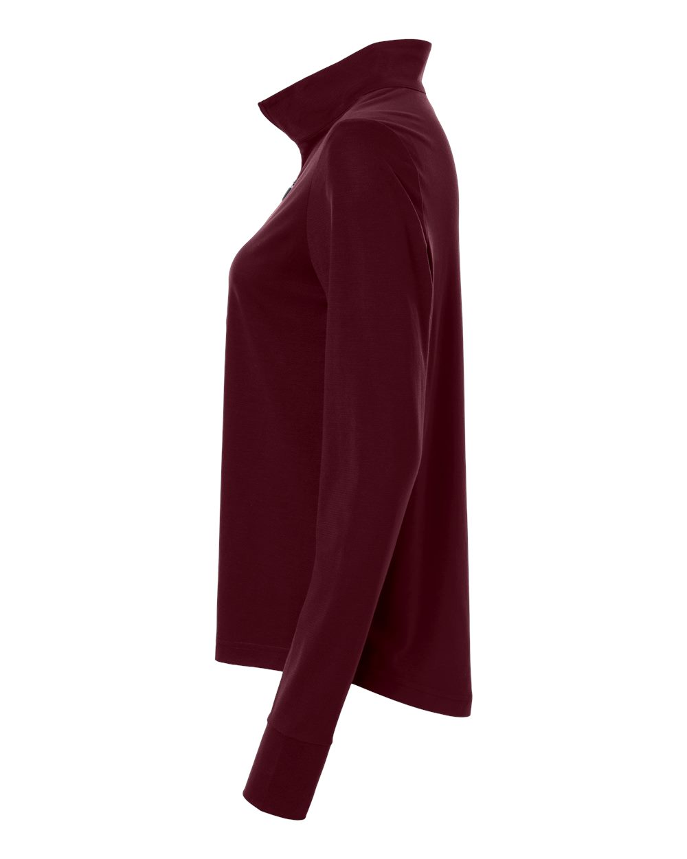 Left View of Burgundy/ Carbon Women's Jaq Stretch Performance Quarter-Zip - NE405W plain