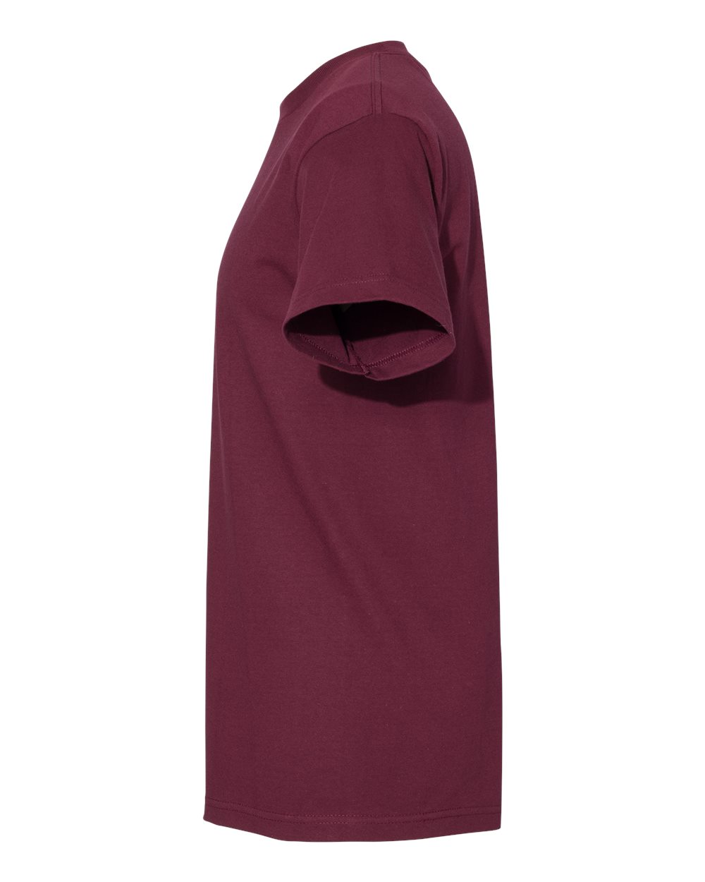 Left View of Burgundy Heavyweight Cotton Tee - 1301