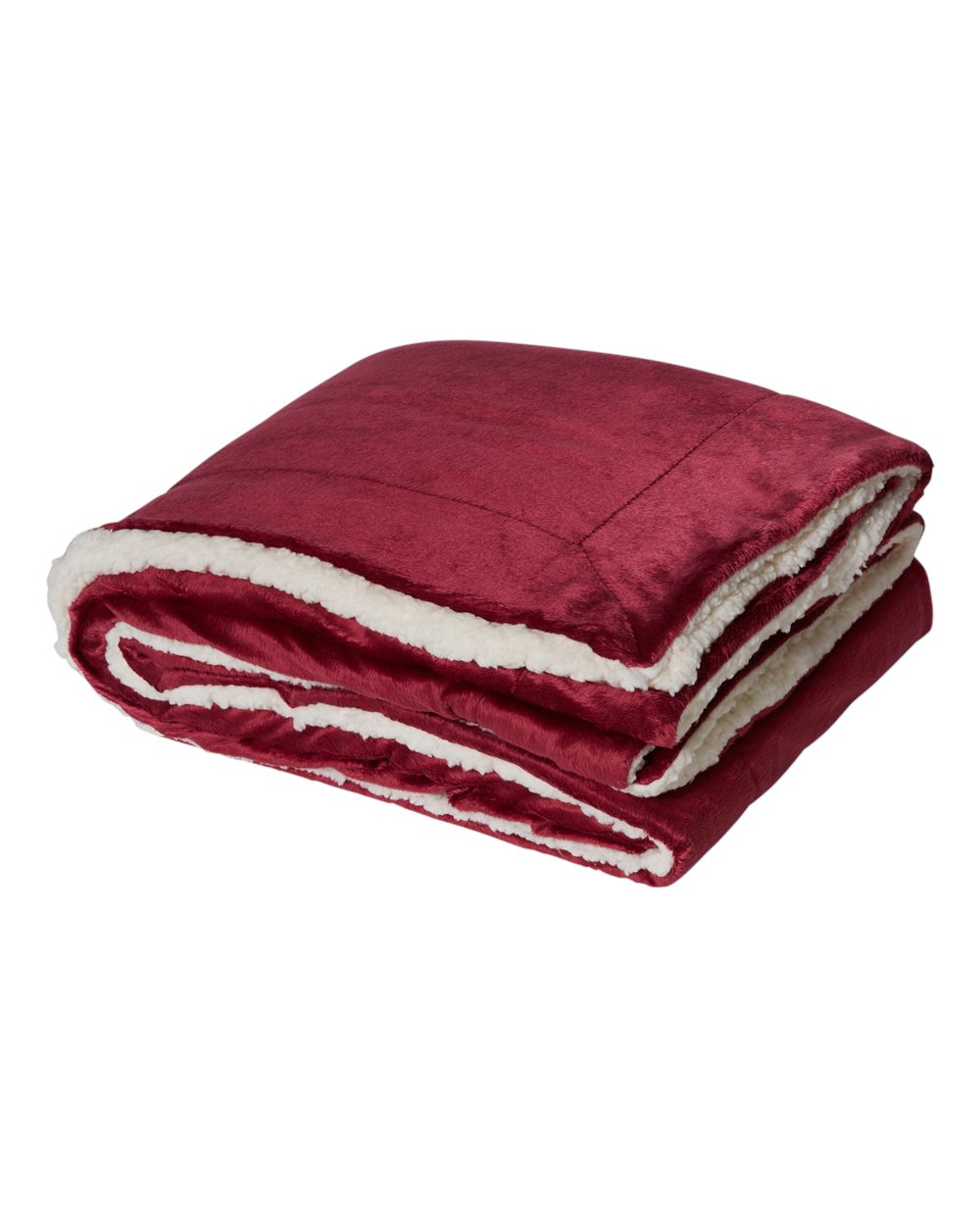 Left View of Burgundy Micro Mink Sherpa Blanket - 8712