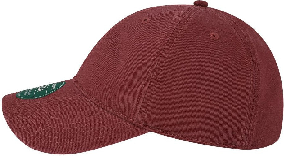 Left View of Burgundy Relaxed Twill Dad Hat - EZA