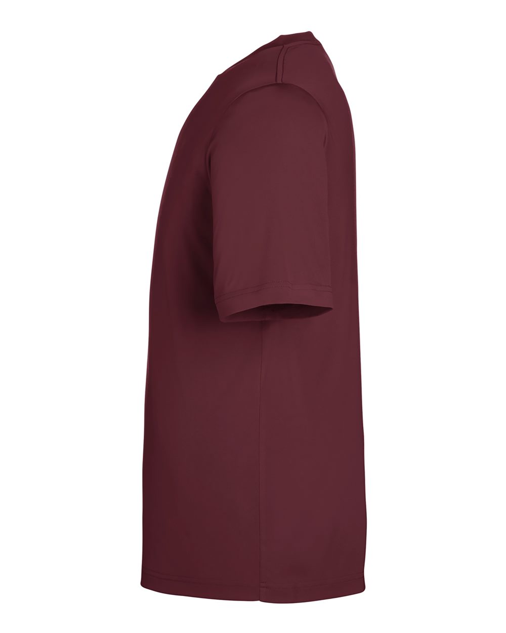 Left View of Burgundy Unisex Capital Performance T-Shirt - CE10