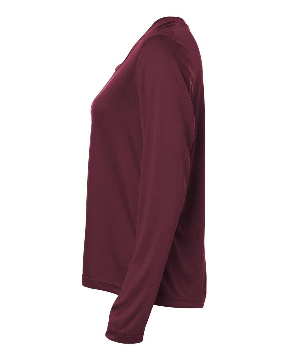 Left View of Burgundy Women's Capital Performance Long Sleeve T-Shirt - CE10LW plain