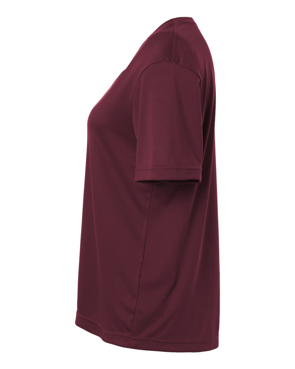 Left View of Burgundy Women's Capital Performance T-Shirt - CE10W plain
