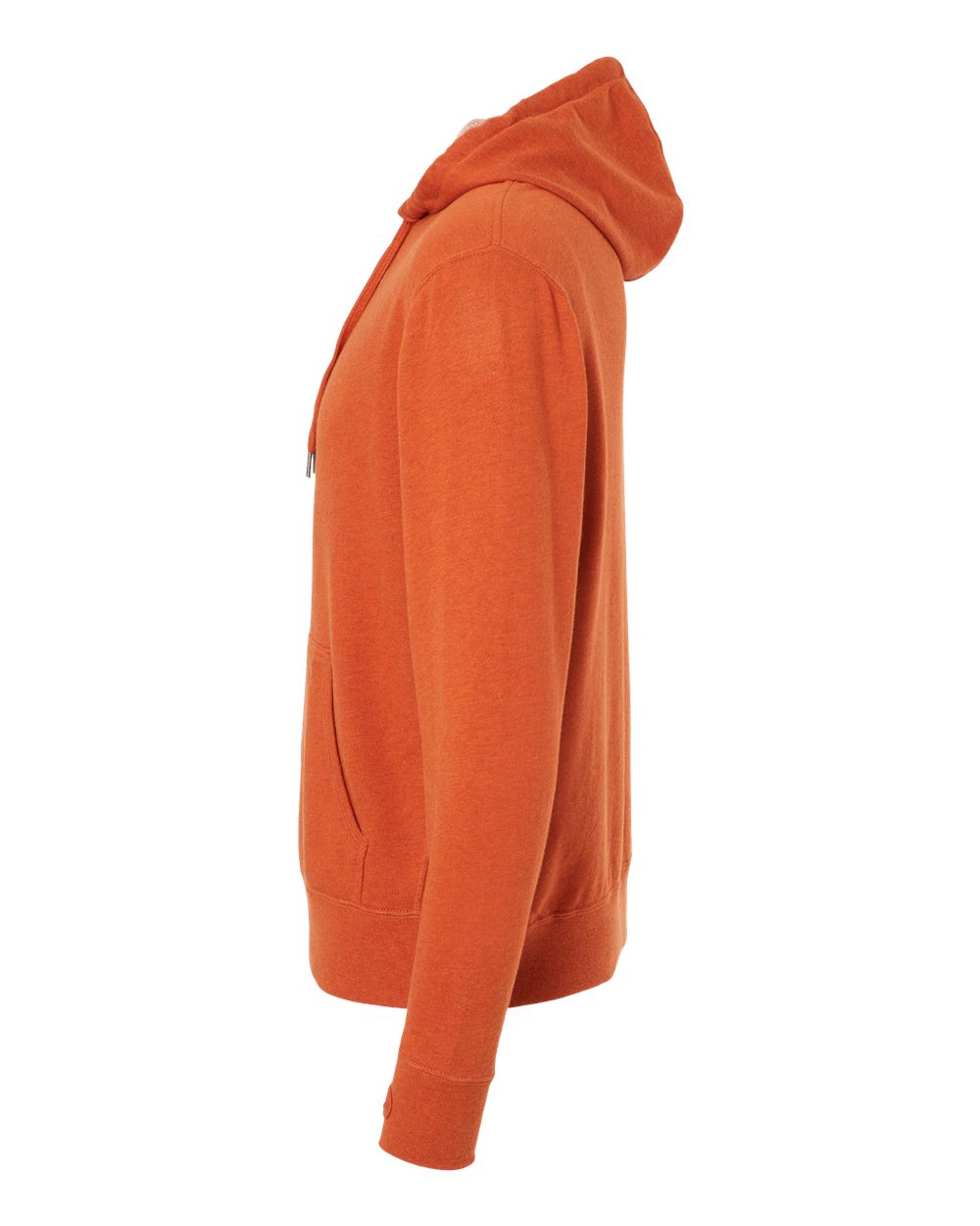 Left View of Burnt Orange Heather Midweight French Terry Hooded Sweatshirt - PRM90HT