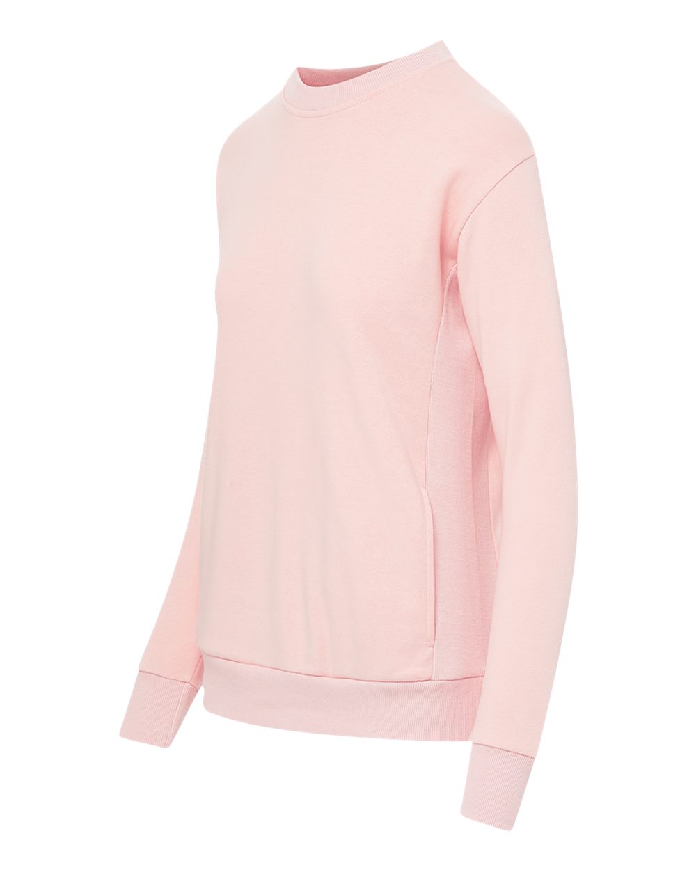 Left View of Cameo Pink Women&#39;s Raelynn Cloud Fleece Crewneck Sweatshirt - W23140