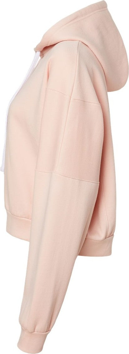 Left View of Cameo Pink Women&#39;s Sueded Fleece Crop Hooded Sweatshirt - W21751