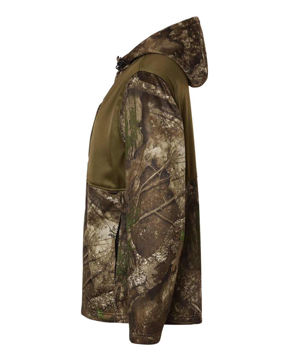 Left View of Camo/ Green Unisex Realtree® Performance Colorblocked Full-Zip Hooded Sweatshirt - RT5204