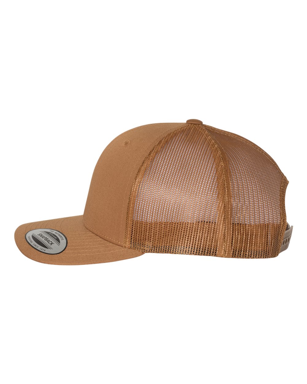 Left View of Caramel Retro Trucker Cap - 6606