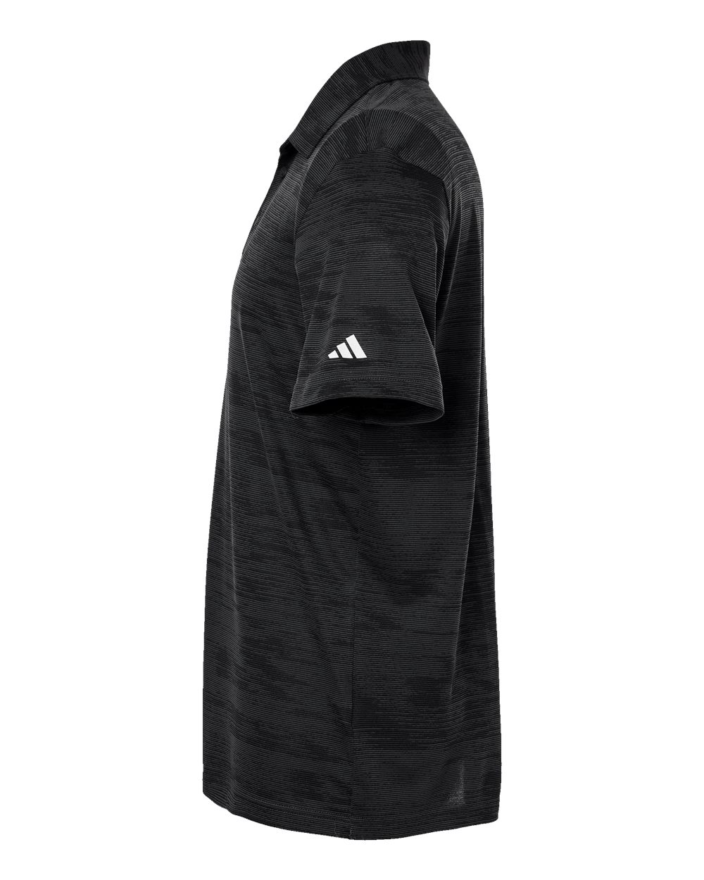 Left View of Carbon/ Black Ultimate365 Textured Stripe Polo - A2005