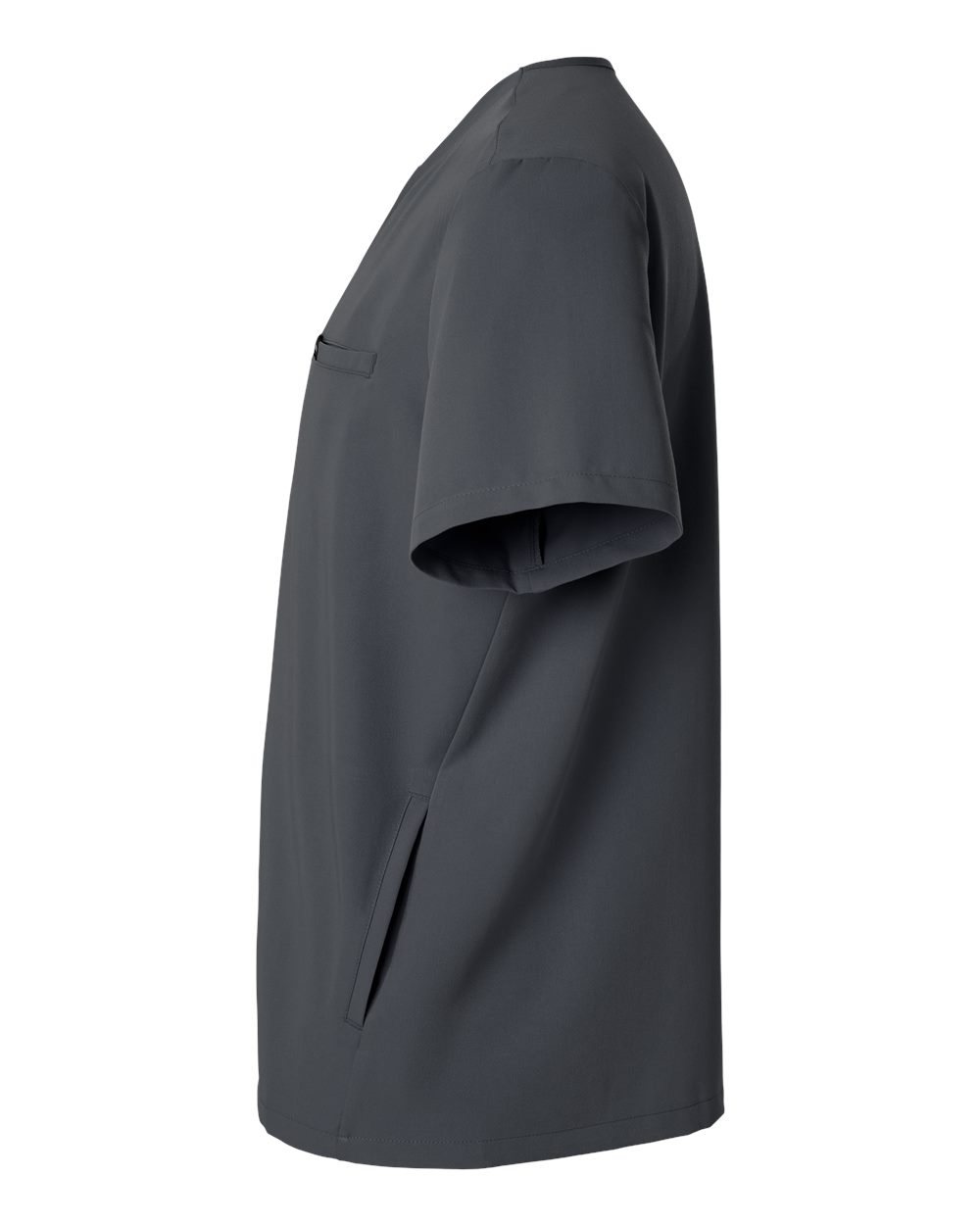 Left View of Carbon Grey Platt 3-Pocket Scrub V-Neck Top - M10002