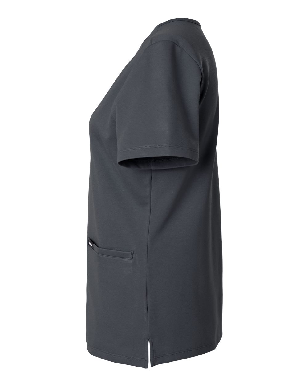 Left View of Carbon Grey Women&#39;s Cesi Ultrasoft Scrub V-Neck Top - W30003