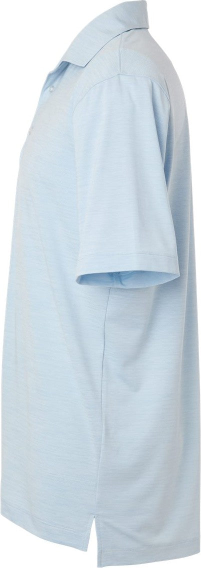 Left View of Carolina Heather Men's Bohemian Striped Heather Performance Polo - 162
