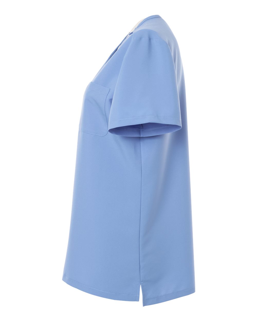 Left View of Ceil Blue Women's V-Neck 1 Pocket Scrub Top - HSB000 plain